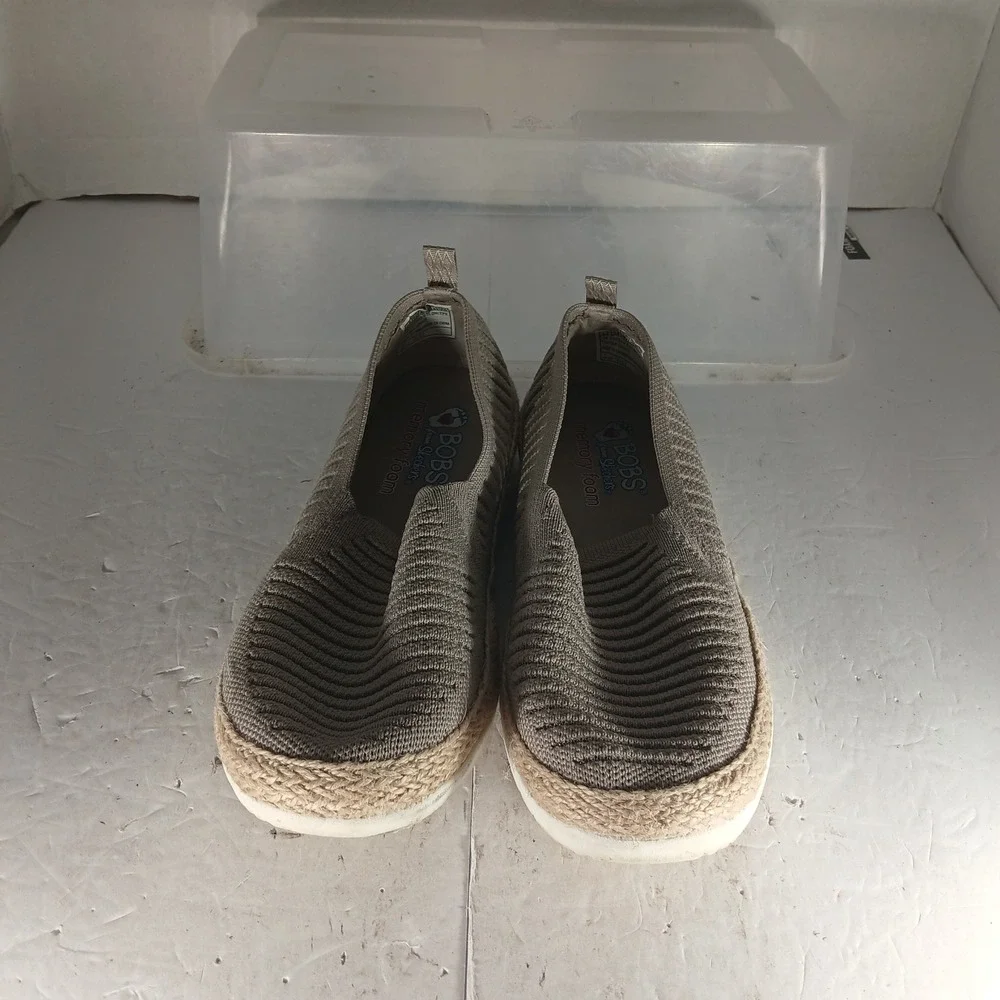 BOBS from Skechers Slip On Flats 6.5 Taupe Knit Espadrille Memory Foam 113245